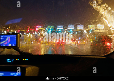 GPS on dash board in car Stock Photo