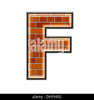 abstract 3d letter with brick wall texture - F Stock Photo