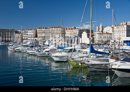 Sailboats in the old port of Marseille, Bouches-du-Rhône, France Stock Photo