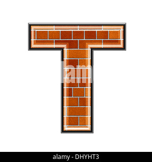 abstract 3d letter with brick wall texture - T Stock Photo