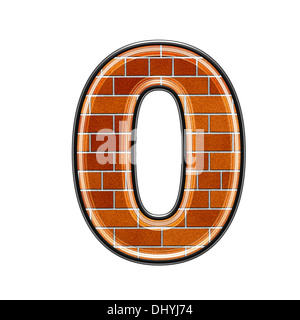 abstract 3d digit with brick wall texture - 0 Stock Photo