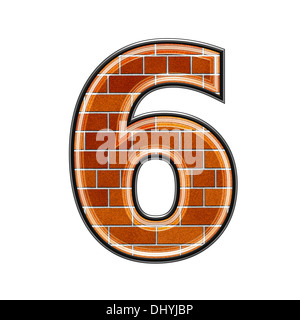 abstract 3d digit with brick wall texture - 6 Stock Photo