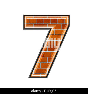 abstract 3d digit with brick wall texture - 7 Stock Photo