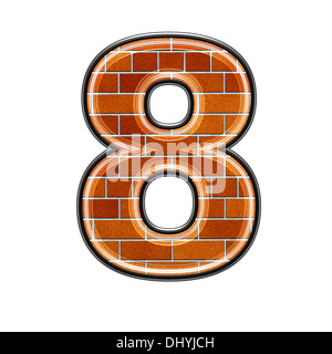 abstract 3d digit with brick wall texture - 8 Stock Photo