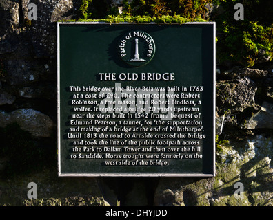 Descriptive plaque. The Old Bridge. Milnthorpe, Cumbria, England, United Kingdom, Europe. Stock Photo