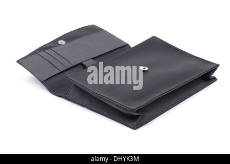 Black opened briefcase on a white background Stock Photo