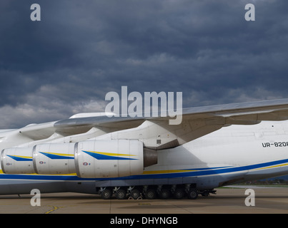 Part of the gigantic Antonov An-225 Mriya fuselage with visible ...