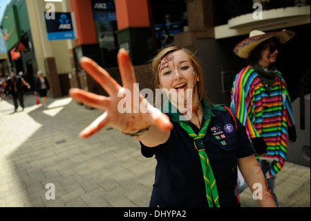 Zombie Girl Scout in the inaugural Zombie Walk, Perth, Western Australia Stock Photo