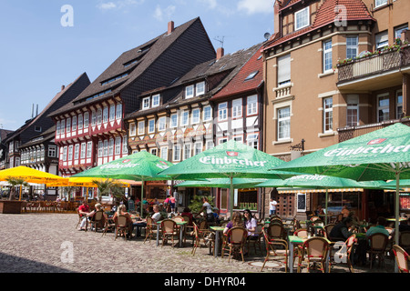 Half-timbered houses in the market square, Einbeck, Lower Saxony, Germany, Europe Stock Photo