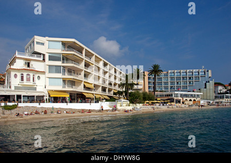 Beach front apartments Juan les Pins Cote d'Azure French Riviera Provence France Stock Photo