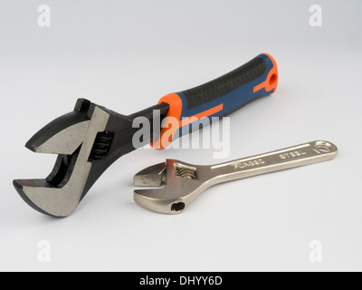 Adjustable wrenches (spanners) cutout isolated on white background Stock Photo