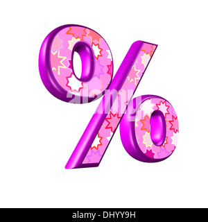 3d pink percent sign isolated on white background Stock Photo