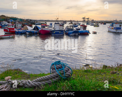 Fishing boats in Paddys Hole Harbour, Teesmouth, Redcar Cleveland UK Stock Photo