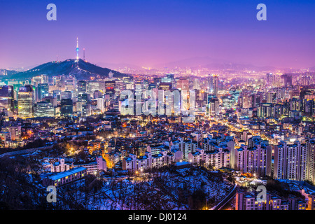 Seoul, South Korea evening skyline. Stock Photo