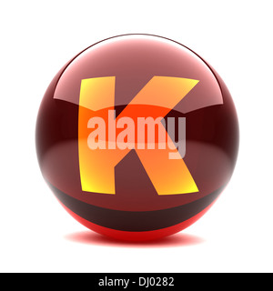 glossy sphere with orange letter - K Stock Photo