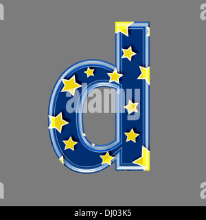 Three dimensional letter with star pattern - d Stock Photo