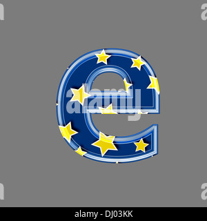 Three dimensional letter with star pattern - e Stock Photo