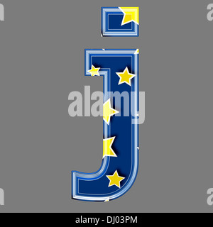 Three dimensional letter with star pattern - j Stock Photo