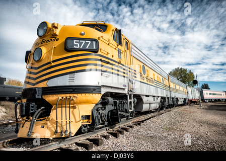 GOLDEN, Colorado - A diesel locomotive on display at the Colorado Railroad Museum in Golden, Colorado. Stock Photo