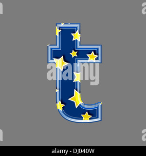 Three dimensional letter with star pattern - t Stock Photo