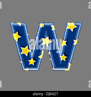 Three dimensional letter with star pattern - w Stock Photo