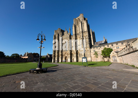 Wells Cathedral,  west front, Church of England, Somerset, Stock Photo