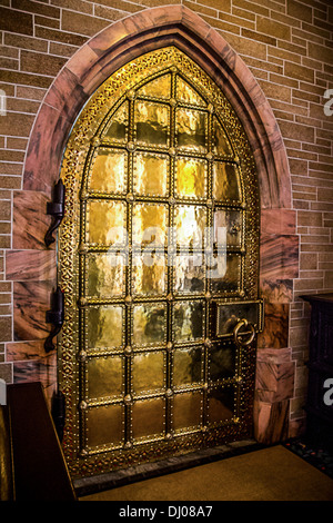 The inside look of the famous brass door of Bok Tower in Lake Wales, Fl Stock Photo