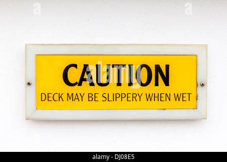 A very important sign found on many cruise ships and needs to be heeded for all passengers safety. Stock Photo