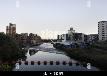 river Aire and royal armouries museum Leeds, West Yorkshire, UK Stock Photo