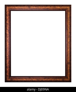 Old wooden picture frame in bronze color for photos and paintings, isolated Stock Photo