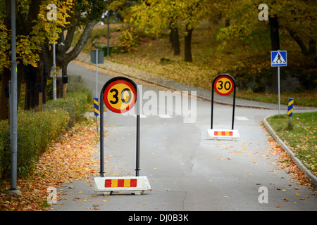 Slow down signs Stock Photo