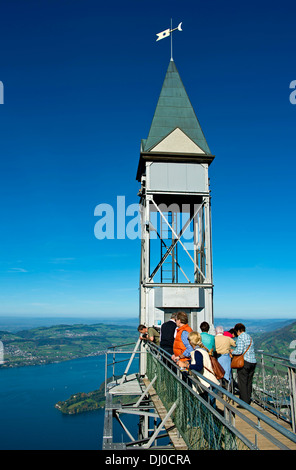 View over Lake Lucerne (Vierwaldstättersee) from the upper deck of the Hammetschwand Lift on the Bürgenstock massif, Switzerland Stock Photo