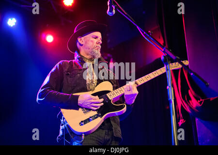 Manchester, UK. 17th November 2013. US rock band Television in concert at Manchester Academy. Guitarist Jimmy Rip.