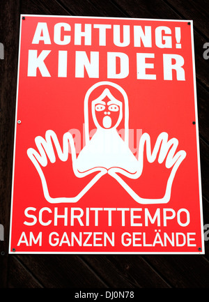 Attention children sign, Vienna, Austria Stock Photo