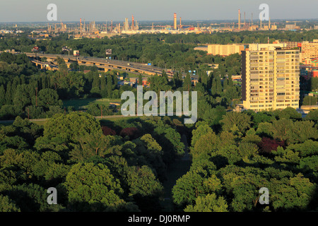 Petrzalka borough, cityscape from UFO restaurant, SNP bridge, Bratislava, Slovakia Stock Photo