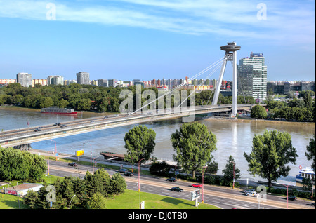 SNP bridge, Bratislava, Slovakia Stock Photo