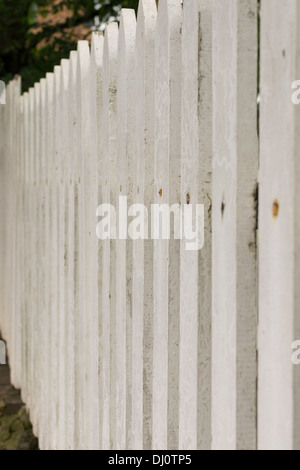 Old white picket fence Stock Photo