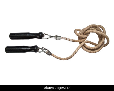 vintage jumping rope over white with clipping path Stock Photo