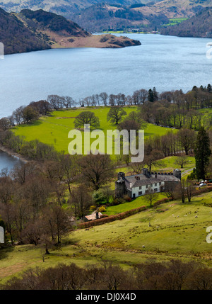 View looking down towards Ullswater from Gowbarrow Park in the Lake ...