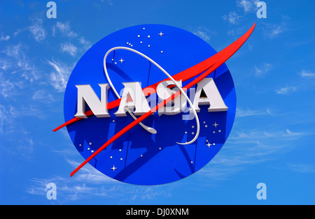 The insignia of NASA at the Space Center in Florida. USA. National Aeronautics and Space Administration. Stock Photo