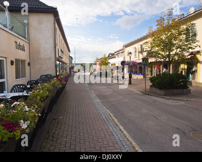 Storgatan in Charlottenberg Sweden on a quiet day, on the border with Norway it has many weekend visitors for shopping and stays Stock Photo