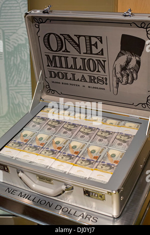 The Million Dollar Suitcase at the Federal Reserve Bank of Chicago's Money Museum Stock Photo