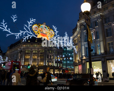 London, England - 13 November 2013: Regent Street Christmas lights at Oxford Circus Stock Photo