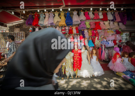 Sidewalk dress sale in Istanbul, Turkey. Stock Photo