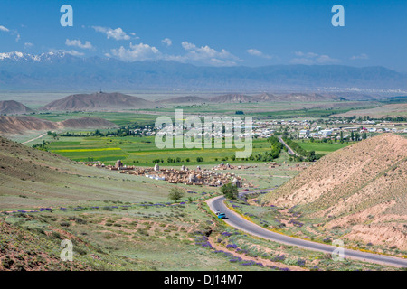 Muslim cemetery in mountains of Central Asia Stock Photo