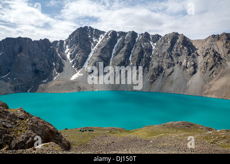 Mountaineering camp at Ala-Kul lake in Kyrgyzstan Stock Photo
