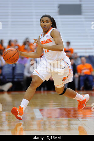 Syracuse, New York, USA. 18th Nov, 2013. November 18, 2013: Syracuse Orange guard Cornelia Fondren #11 dribbles the ball up court during the first half of an NCAA Women's Basketball game between the Cornell Big Red and the Syracuse Orange at the Carrier Dome in Syracuse, New York. Rich Barnes/CSM/Alamy Live News Stock Photo