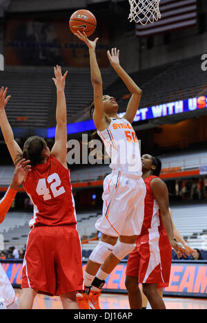 Syracuse, New York, USA. 18th Nov, 2013. November 18, 2013: Syracuse Orange forward Briana Day #50 takes a shot during the first half of an NCAA Women's Basketball game between the Cornell Big Red and the Syracuse Orange at the Carrier Dome in Syracuse, New York. Rich Barnes/CSM/Alamy Live News Stock Photo