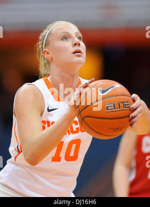 Syracuse, New York, USA. 18th Nov, 2013. November 18, 2013: Syracuse Orange guard Isabella Slim #10 prepares to take a free throw during the first half of an NCAA Women's Basketball game between the Cornell Big Red and the Syracuse Orange at the Carrier Dome in Syracuse, New York. Rich Barnes/CSM/Alamy Live News Stock Photo