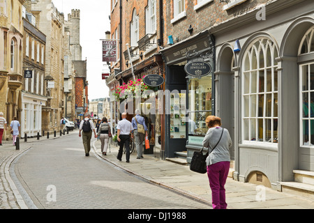 People walking along Trinity Street, Cambridge city, England Stock Photo